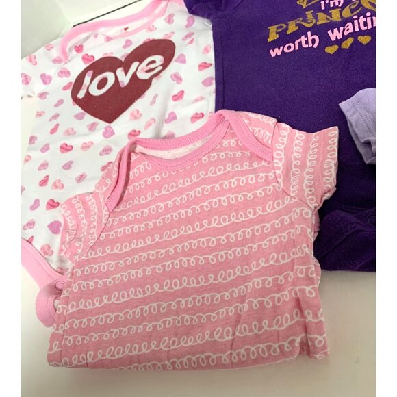 Lot of 4 Bodysuit Girls Infant Baby 12 months Short Sleeve Purple Pink - Picture 4 of 5